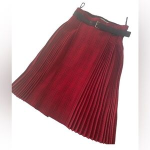 Dior Red A-Line Pleated Skirt